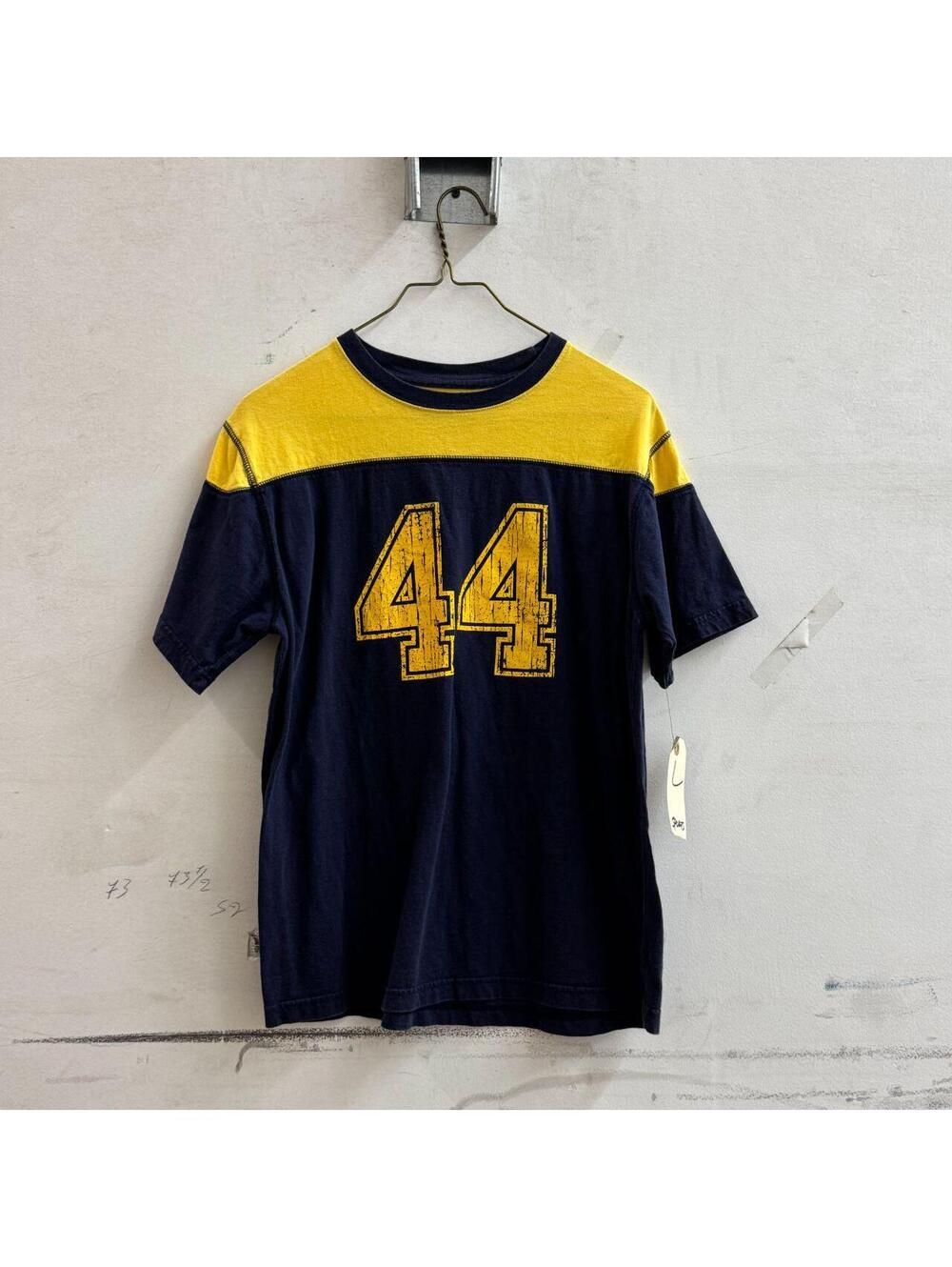 Vintage Y2K Arizona Jean Co. Navy & Gold Colorblock Football T-Shirt #44